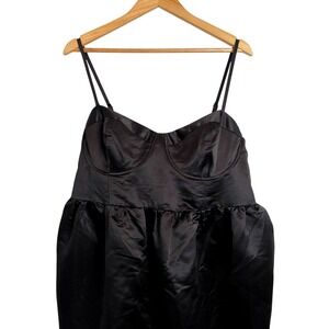 Womens Future Collective XXL Sweetheart Bubble Satin Midi Dress Black Witchy